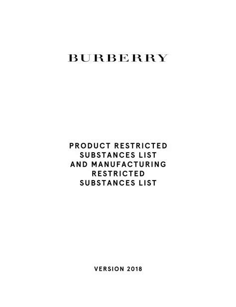 burberry legal responsibilities|burberry product restricted substance list.